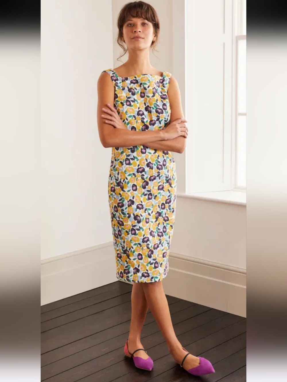 NWT Boden Heather Dress Textured Fallen Peony Floral Print Pockets Size 4 - Picture 2 of 16